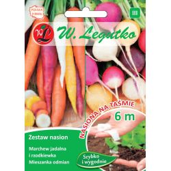 Zestaw nasion marchew i rzodkiewka mieszanka odmian 6m taśma - Nasiona - W. Legutko
