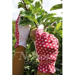 Rękawice ogrodnicze Gentle - czerwone w białe groszki - rozmiar 9