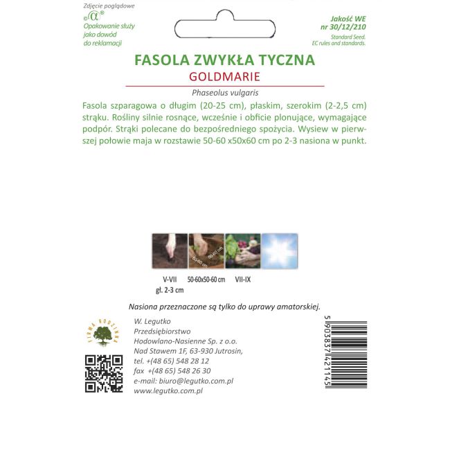 Fasola szparagowa - Goldmarie - typ Mamut - Nasiona - W. Legutko