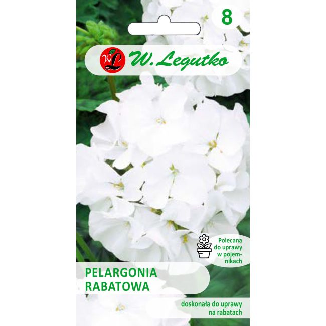 Pelargonia - rabatowa Gama F1 - biała - Nasiona - W. Legutko