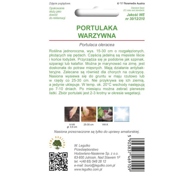 Portulaka warzywna - zielona - Nasiona - W. Legutko