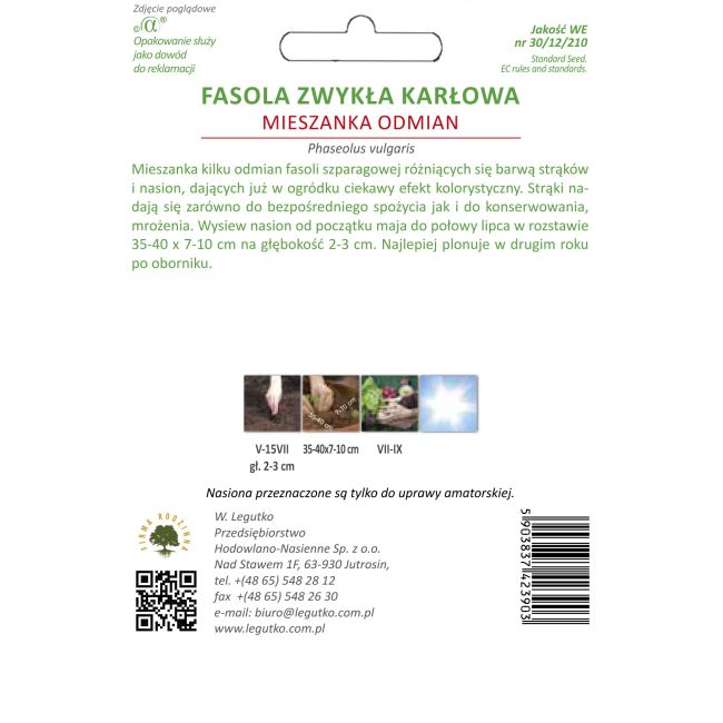 Fasola szparagowa -  mieszanka odmian - Nasiona - W. Legutko