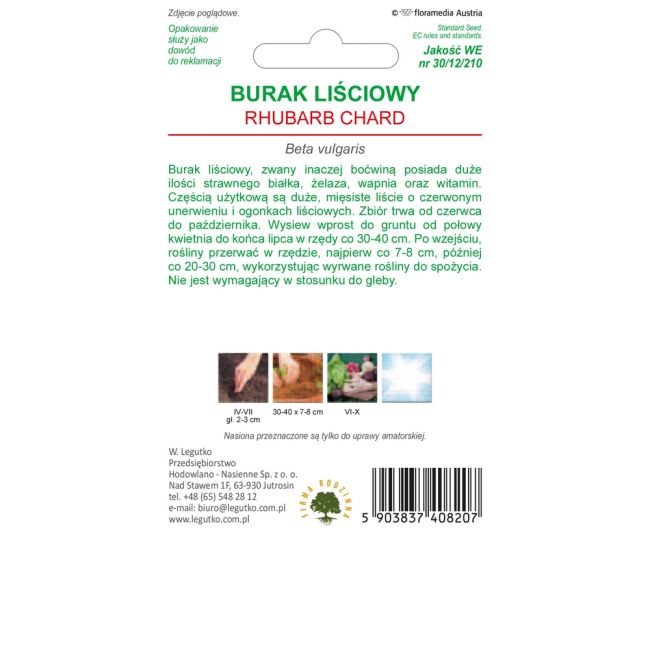 Burak liściowy - Rhubarb Chard - Nasiona - W. Legutko