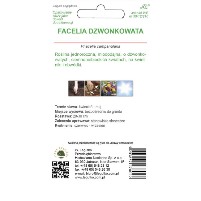 Facelia dzwonkowata - ciemnoniebieska - Nasiona - W. Legutko