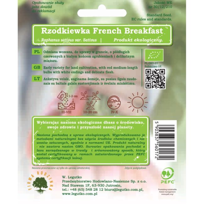 Rzodkiewka - French Breakfast 3 - Nasiona - W. Legutko