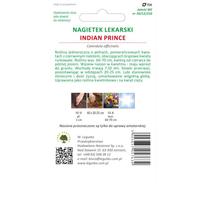 Nagietek lekarski - Indian Prince - Indiański Książe - Nasiona - W. Legutko