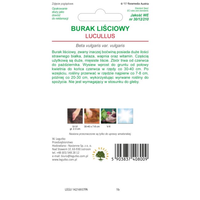 Burak liściowy - Lucullus - Nasiona - W. Legutko