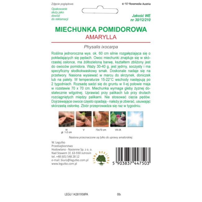 Miechunka pomidorowa - Amarylla - Nasiona - W. Legutko