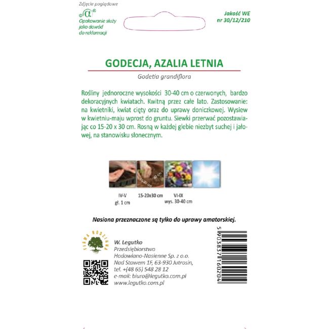 Godecja, Azalia letnia - czerwona - Nasiona - W. Legutko