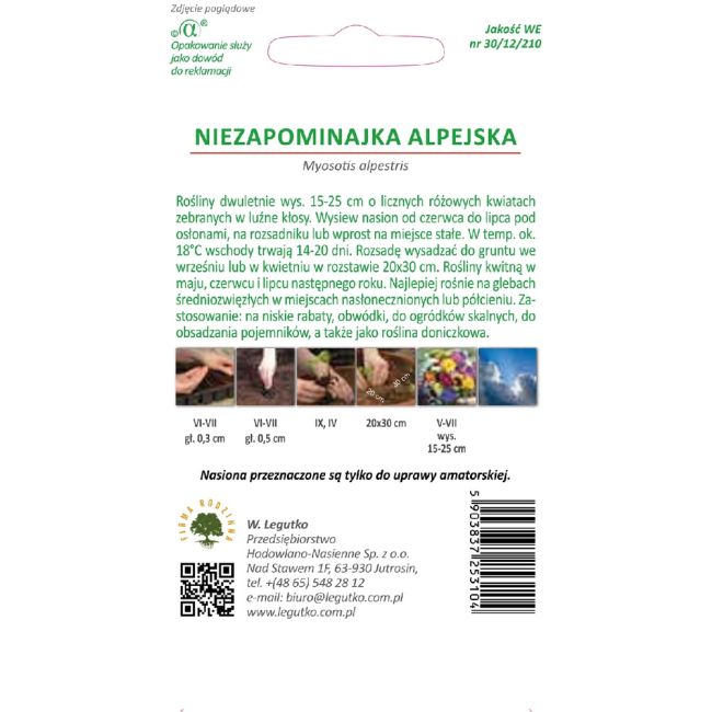 Niezapominajka alpejska - różowa - Nasiona - W. Legutko