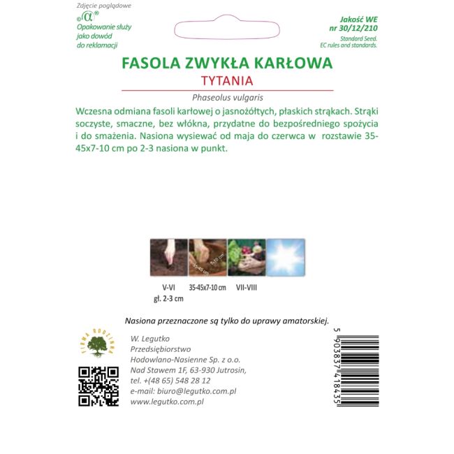 Fasola szparagowa  - Tytania - Nasiona - W. Legutko