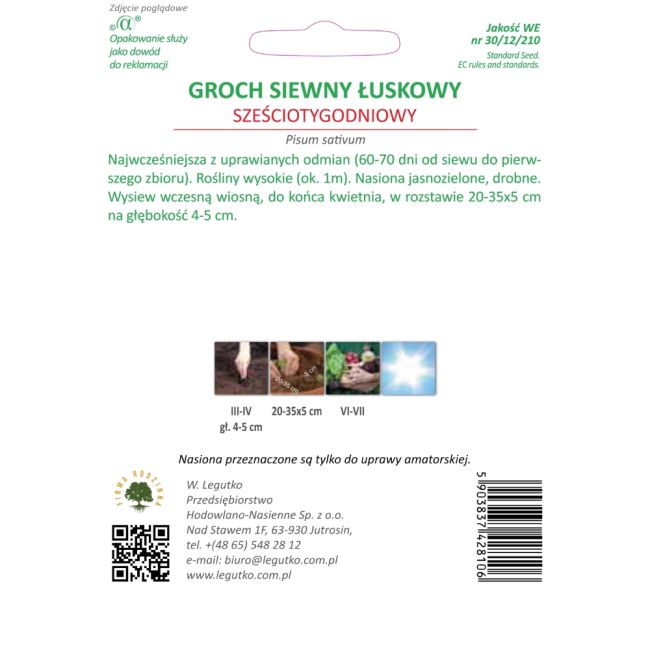 Groch siewny łuskowy - Sześciotygodniowy - Nasiona - W. Legutko