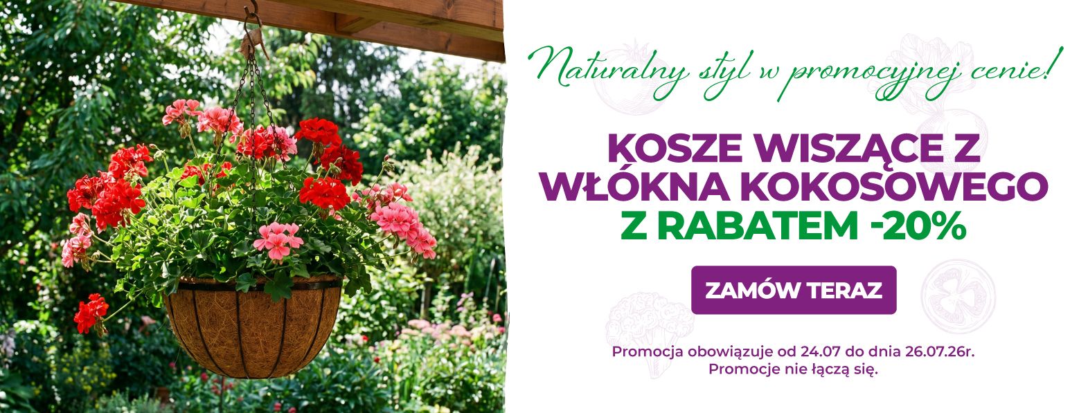 Kosze wiszące z włókna kokosowego -20%