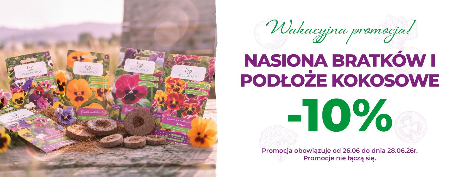 Nasiona bratków i podłoże kokosowe z rabatem -10%